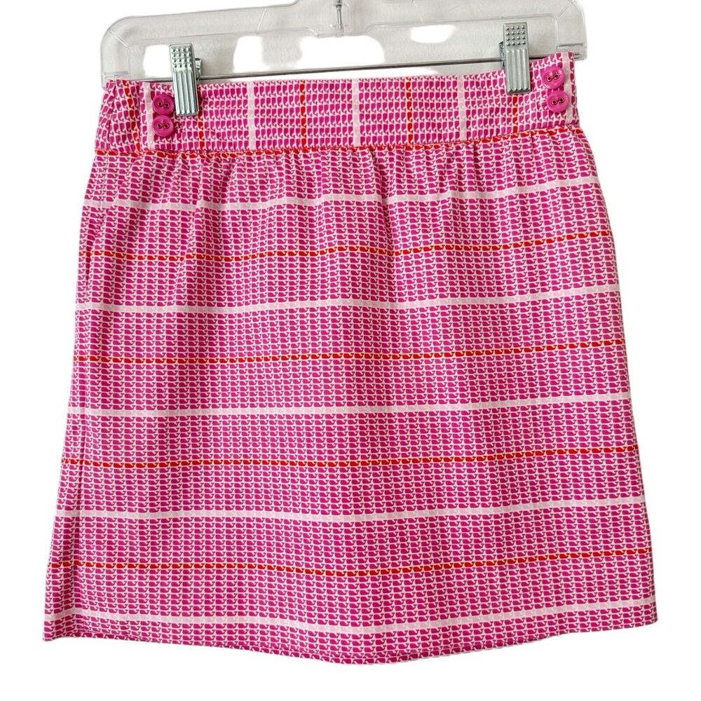 Vineyard Vines Pink Whale Stripe Preppy Mini Skirt Womens Size 0 Barbie Nautical